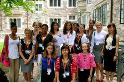 The 2012 female Freshman Scholars pose with their RA, Gabrielle